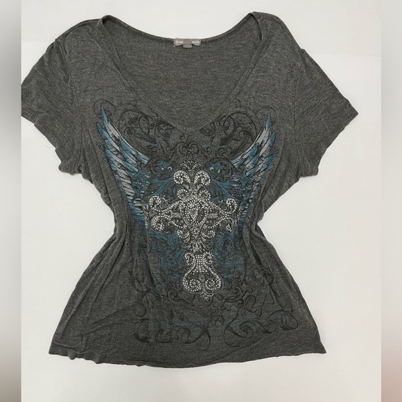Warehouse One - grunge rhinestone y2k tee - size XL - Picture 1 of 8